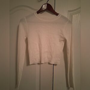 Elegant White Women's Cropped Sweater Top
